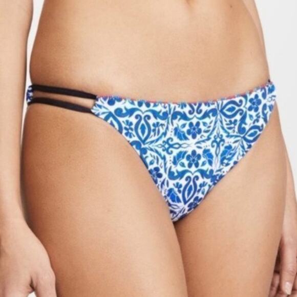 NANETTE LEPORE Bikini Bottom XS Talavera Vamp Azure Blue Beach Swim Resort NWT - Picture 1 of 16